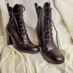 Vintage Liz Claiborne Brown Lace Up Victorian Leather Boots Sz 8
